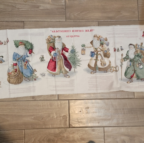 Vintage Olde Father Christmas Applique Cranston Print Works Fabric Cotton Panel - Picture 9 of 9